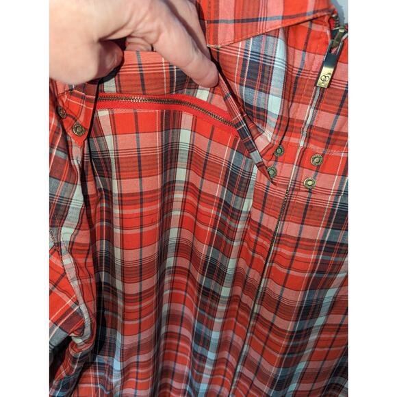 Pelle Pelle Vintage Plaid Zip Front Windebreaker Jacket Orange Brown Gray 4X - Picture 7 of 11